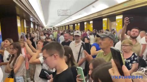 Kyiv residents sing city’s anthem while sheltering in subway .